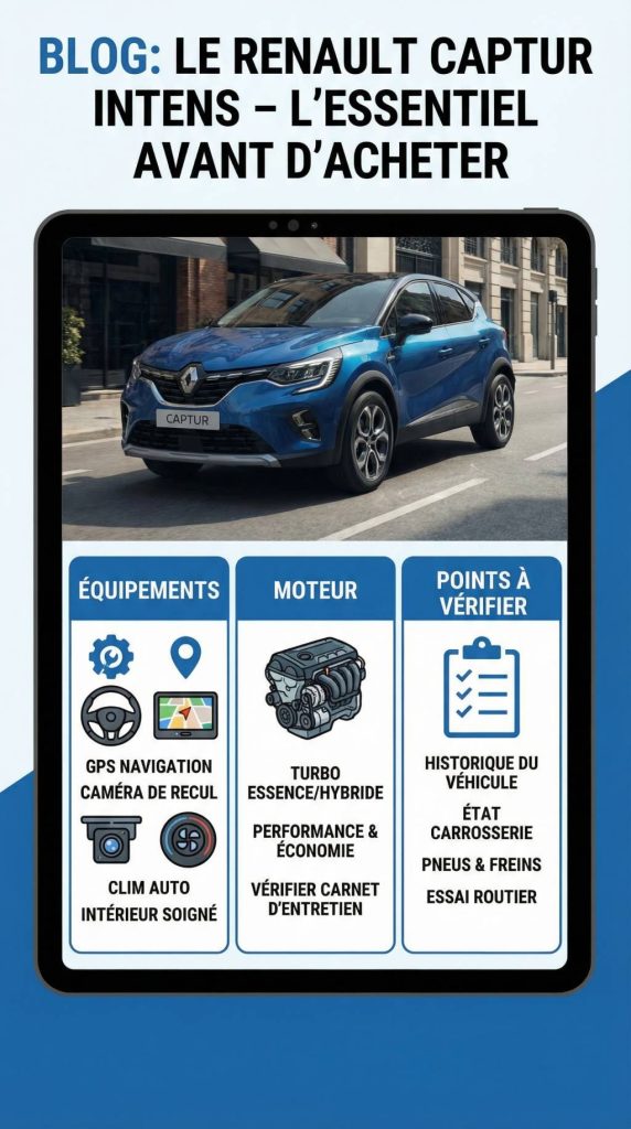 Captur intens : équipements, moteur et points à vérifier avant l’achat